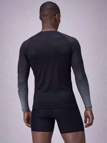 Manfinity KASUA Camiseta de manga larga tipo raglan con estampado de letras y efecto degradado para surf, hawaiana - Multicolor - Ver 2