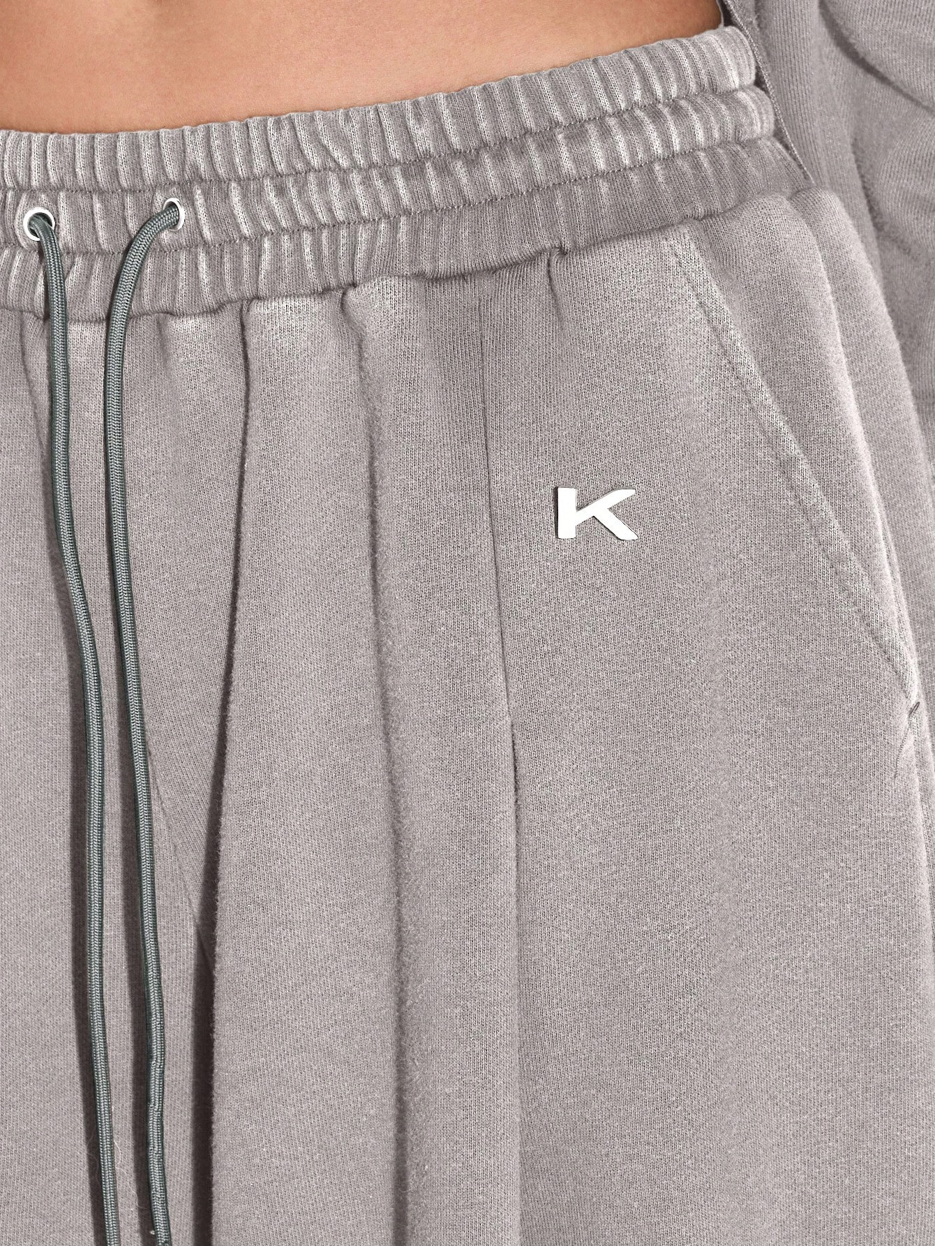 KIZN Metal Tab Wide Leg Sweatpants With Drawstring
