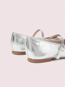 CUCCOO DOLLMOD Giày bệt nữ màu đỏ tía, mũi tròn, thoải mái, dễ thương, đơn giản, cổ điển, đa năng, phù hợp đi làm, hẹn hò, dự tiệc, đi học. - Bạc - Xem 10