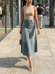 DAZY Women's Casual Washed Pocket A-Line Denim Mini Skirt, Spring/Summer,Wedding Guest Skirt Women - Medium Wash - View 9