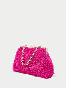 SHECARRY Túi hoa lãng mạn, túi cầm tay, túi dự tiệc cưới, túi ăn tối. - Màu Hồng Tươi - Xem 2