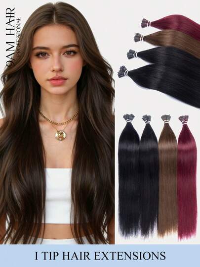 I型接发，真人发，50克50片，每片1克，冷熔微环接发，预粘合隐形假发片，瞬间增加发量和长度，适合稀疏头发，持久牢固，可重复使用，是母亲节的完美美容礼物之选。