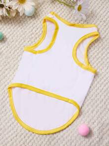 PETSIN 1 Rabbit Letter Printed Pet Vest, Soft And Breathable Pet Clothing, Designed With Yellow And White Color Blocking - Multicolor - View 3