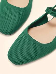 CUCCOO BASICS Zapatos planos tipo Mary Jane para mujer con correa de cinta, punta cuadrada cómoda - Verde - Ver 3