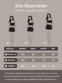 SHEIN PETITE Enfärgad, rynkad, figurnära linne för kvinnor - Kaffebrun - Visa 6