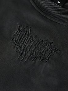 Manfinity Roghcode Pavtros Marke Herren Dunkel Besticktes T-Shirt Set, bequem zu tragen, geeignet für den täglichen Gebrauch, Valentinstag Geschenk, Zuhause, Outdoor Musikfestival, Treffen mit Freunden, Geschenk für Kinder, Geschenk für Freund/Ehemann, Jahrestags Geschenk - Schwarz - Übersicht 4