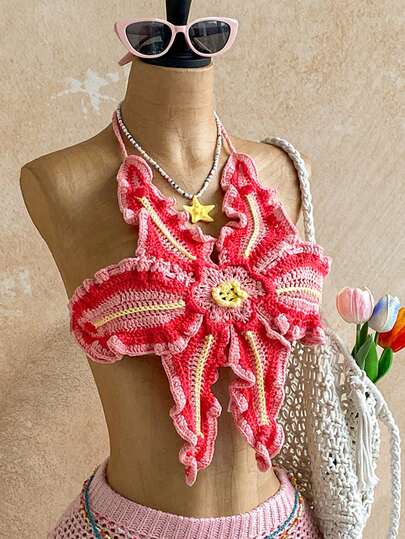 Soleia Áo khoác gile cổ yếm họa tiết hoa móc len dành cho nữ, thích hợp cho kỳ nghỉ xuân/hè, đi biển, du lịch biển, dã ngoại, dạo phố, lễ hội âm nhạc mùa hè, mặc được cả bốn mùa, đi làm hàng ngày, mùa cưới, tiệc tùng.