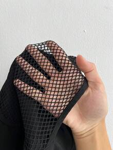 Maweii Quần short nữ dáng rộng, thiết kế phối lưới, cỡ lớn, thích hợp cho mặc thường ngày. - màu đen - Xem 7