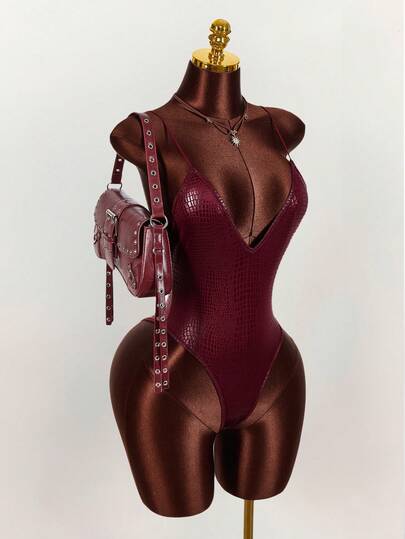 Amplova Body brillante con pedrería y espalda descubierta, sexy para fiesta