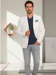Blazer Casual Busines - White - View 9