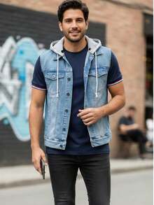 Demin Hat Vest - Baby Blue - View 6