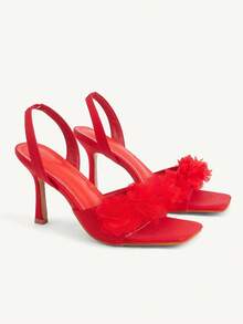 CUCCOO CHICEST Women's Fashionable Versatile Daily Wear High Heel Sandals Summer Shoes - Red - View 1