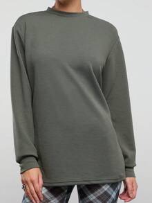 COUREZ Long Sleeve Waffle Textured Jersey T-Shirt /Y2K Long Sleeve Tops Going Out Tops Women Tops Winter Clothes For Women Green Top Cute Tops Summer Tops Summer Outfits - Dark Green - View 7