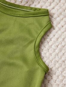 PETSIN 一件三脚字母印花宠物背心，柔软透气，绿色设计 - 綠色 - 查看 2