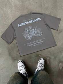 STEELVANCE 男士字母印花圆领短袖休闲T恤 - 灰色 - 查看 2