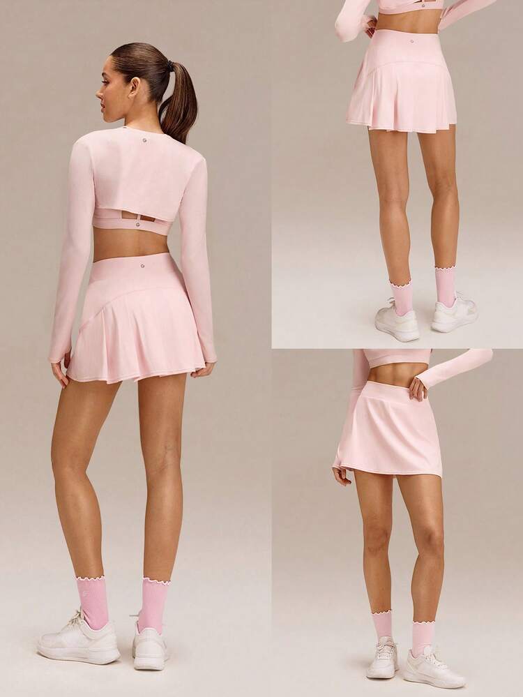 4.5" Comfy Stretchy 360° Tummy Control Ultra High-Waist V-Shaped Hip Ruffle Workout Skirt With Built-In Shorts Tennis Golf Daily Quick-Dry