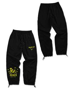 GymBeat Men's Letter Print Loose Fit Sweatpants - Black - View 2