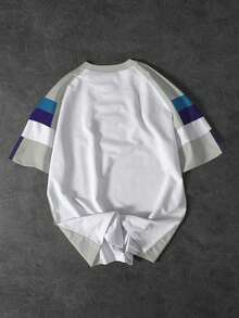 PAVTROS Crew Neck Geometric Color Block Short Sleeve Sports & Casual T-Shirts, Summer - Multicolor - View 2