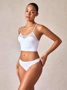 1 pieza Sujetador diario sin costuras y sin espalda para mujer, ropa interior y sujetador transpirable y de secado rápido para damas - Blanco - Ver 9