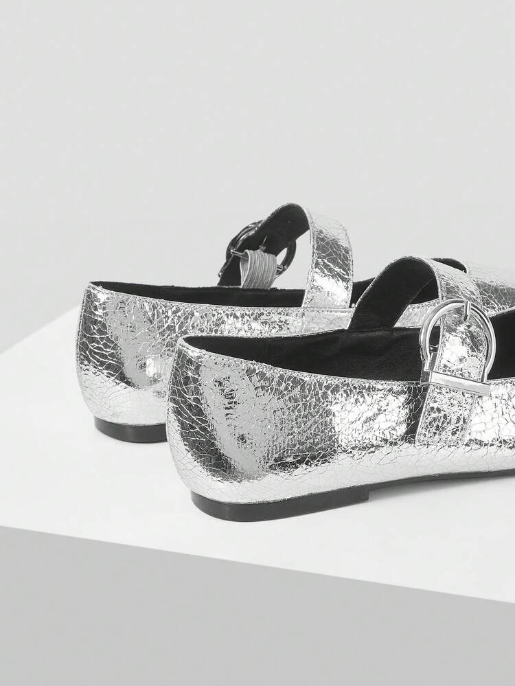 WOMEN'S CRACKLE TEXTURE PU LEATHER COMFORTABLE FLAT SHOES, SUITABLE FOR COMMUTING, SPRING/SUMMER NEW ARRIVAL