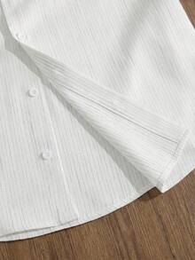 SWAVVY Men's Embroidered Design Short Sleeve Single-Breasted Casual Loose Shirt - White - View 5