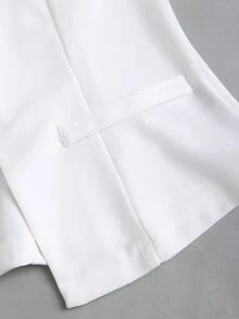 Sweetra French Minimalist Basic Metal Large Button Sleeveless Women Thin Blazer - White - View 6