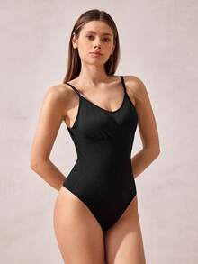 1 件女士露背无缝紧身衣塑身衣 - 黑色 - 查看 7