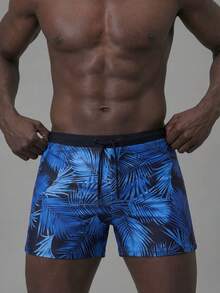 Manfinity KASUA Bañadores estampados de moda para hombres (ajuste slim, estilo playa de verano), Hawaiano - Celeste - Ver 1