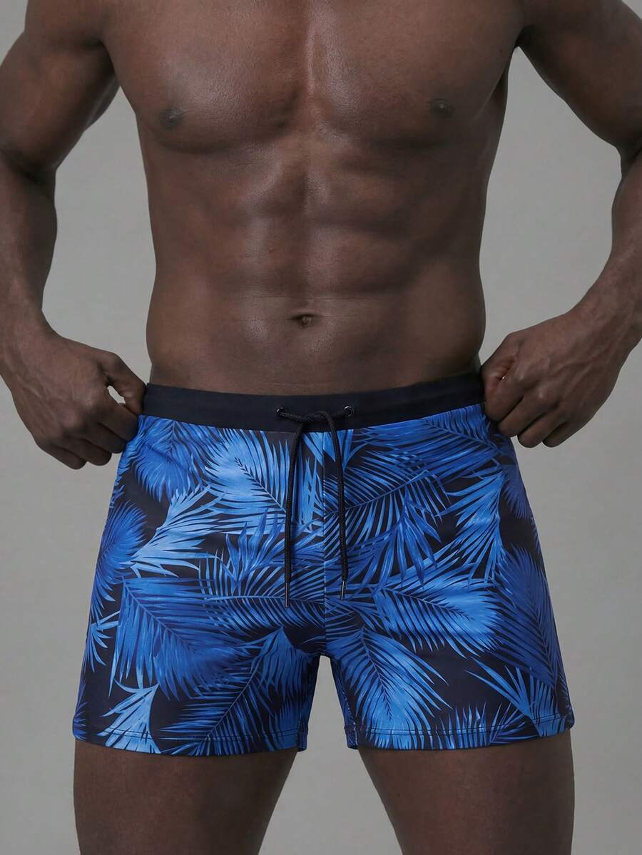Manfinity KASUA Bañadores estampados de moda para hombres (ajuste slim, estilo playa de verano), Hawaiano - Celeste - Ver 1