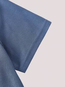 Camiseta De Manga Corta Para Hombre Con Tela Texturizada - Azul Marino - Ver 4