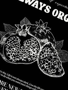 STEELVANCE Men's Casual Pomegranate Slogan Print T-Shirt, Summer - Black - View 4