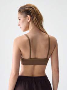 Loungeista 1 pieza Sujetador sin aros cómodo de unicolor para mujer para el verano - Café integral - Ver 2