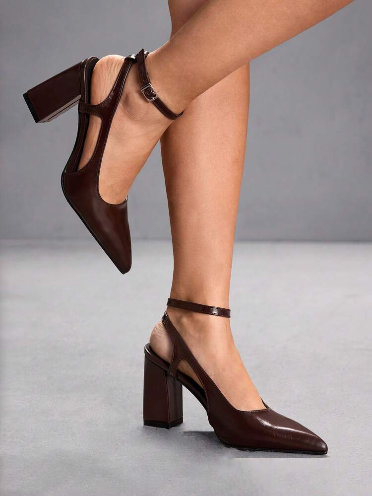 CUCCOO SZL Women's Pointed Toe Buckle Design Fashionable Elegant High Heels