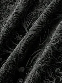 Goth Lace Patchwork Velvet Embossed A-Line Slip Dress - Black - View 4