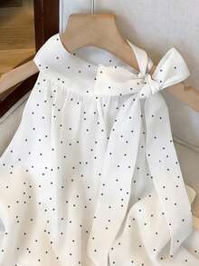 GlowEve CURVE 大码女式波点印花雪纺吊带背心 - 黑與白 - 查看 3