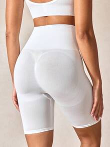 女士塑身短裤，收腹提臀，半透明 - 白色 - 查看 2