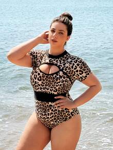 Swim SPRTY Plus Size Women's Solid Color Beachwear Sleeveless One-Piece Swimsuit For Swimming Pool, Beach, Vacation, Surfing - Multicolor - View 3