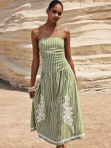 Maija Striped Print Bandeau Dress For Women - Multicolor - View 5