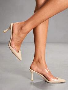 CUCCOO SZL Pointed Toe Women's High Heel Pumps, Jelly Patchwork PU Leather, Sexy For Party & Evening - Apricot - View 9