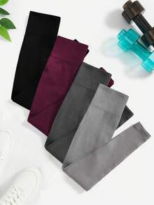 Velisys Bộ 4 món + Quần thể thao cơ bản bằng vải thấm hút mồ hôi, thiết kế nâng mông, nhiều màu sắc, quần tập thể dục/yoga không đường may. - Nhiều màu - Xem 5