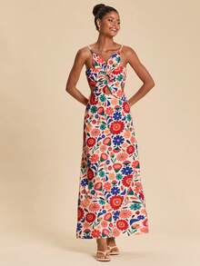 Travachic 女士度假休闲印花露背吊带连衣裙，立体花朵，女士夏季服装，女士夏季连衣裙，下午茶，婚礼季，海滩邮轮度假，城市公路旅行度假，波西米亚风度假，音乐节，沙滩装，复活节，女士沙滩装，女士优雅连衣裙，女士音乐会服装，热带度假女士服装，假日服装，波西米亚服装，波西米亚风服装，伊比沙岛服装，西式风格 - 彩色 - 查看 5