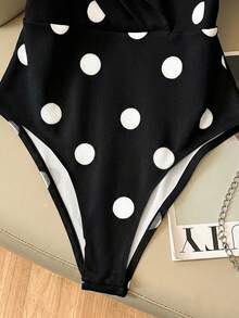 SHEIN Clasi Body elegante blanco para mujer con cuello de blazer - Blanco y Negro - Ver 5