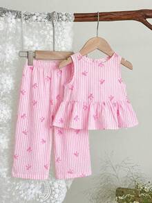 LMoss Kids 2件套女婴碎花编织休闲背心和裤子套装 - 彩色 - 查看 9