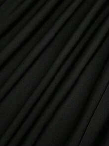 SHEIN Clasi 加大码黑色蕾丝紧身胸衣褶皱裙摆性感连衣裙 - 黑色 - 查看 5