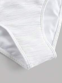 Bộ bikini 3 mảnh cho bé gái tuổi teen, thích hợp mặc đi nghỉ mát, kiểu dáng thường ngày, thời trang, cổ yếm, chất liệu vải có họa tiết, màu trắng, áo bơi cổ yếm và quần bơi, váy bơi, họa tiết hoa và cúc kim loại, bộ bikini 3 mảnh, thích hợp cho kỳ nghỉ biển. - trắng - Xem 5