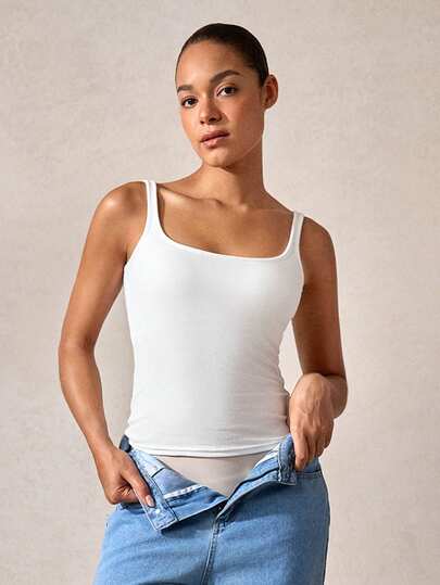 Women's White Knitted Thread Suspenders Vest Camisole ,Square Neck Backless Thin Section With Bra Vest Camisole Bra Top Vest Bra Top,Fashion Simple Casual Personalized Bottom Top,Shopping Home Party Spaghetti Strap Strap Top, Workout