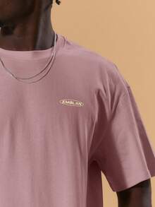 Musero 男士宽松印花短袖T恤，春夏度假海滩泳池边休闲装 - 粉色 - 查看 2