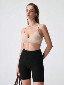 Loungeista Shorts de cintura ancha tejido de canalé - Negro - Ver 7