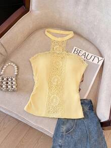 GlowEve 女士休闲度假波西米亚风露背吊带上衣，适合情人节、新年、派对、复活节、夏威夷音乐节等场合。 - 黃色 - 查看 1