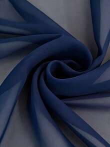 Resyla 新款轻薄雪纺宽松中长开衫女式上衣 - 藏蓝色 - 查看 4